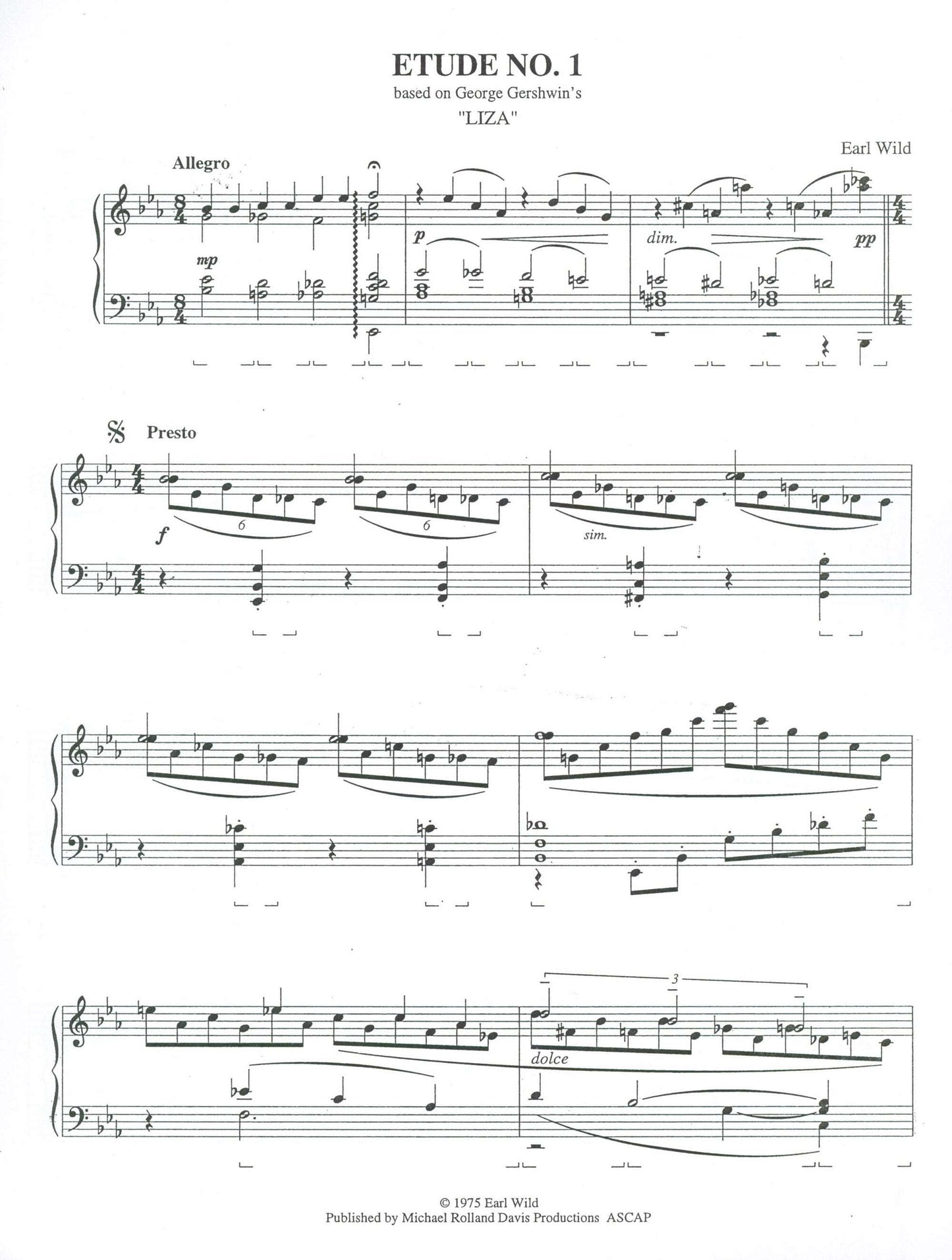 Earl Wild Virtuoso Etude #1 based on Gershwin's song 'Liza'