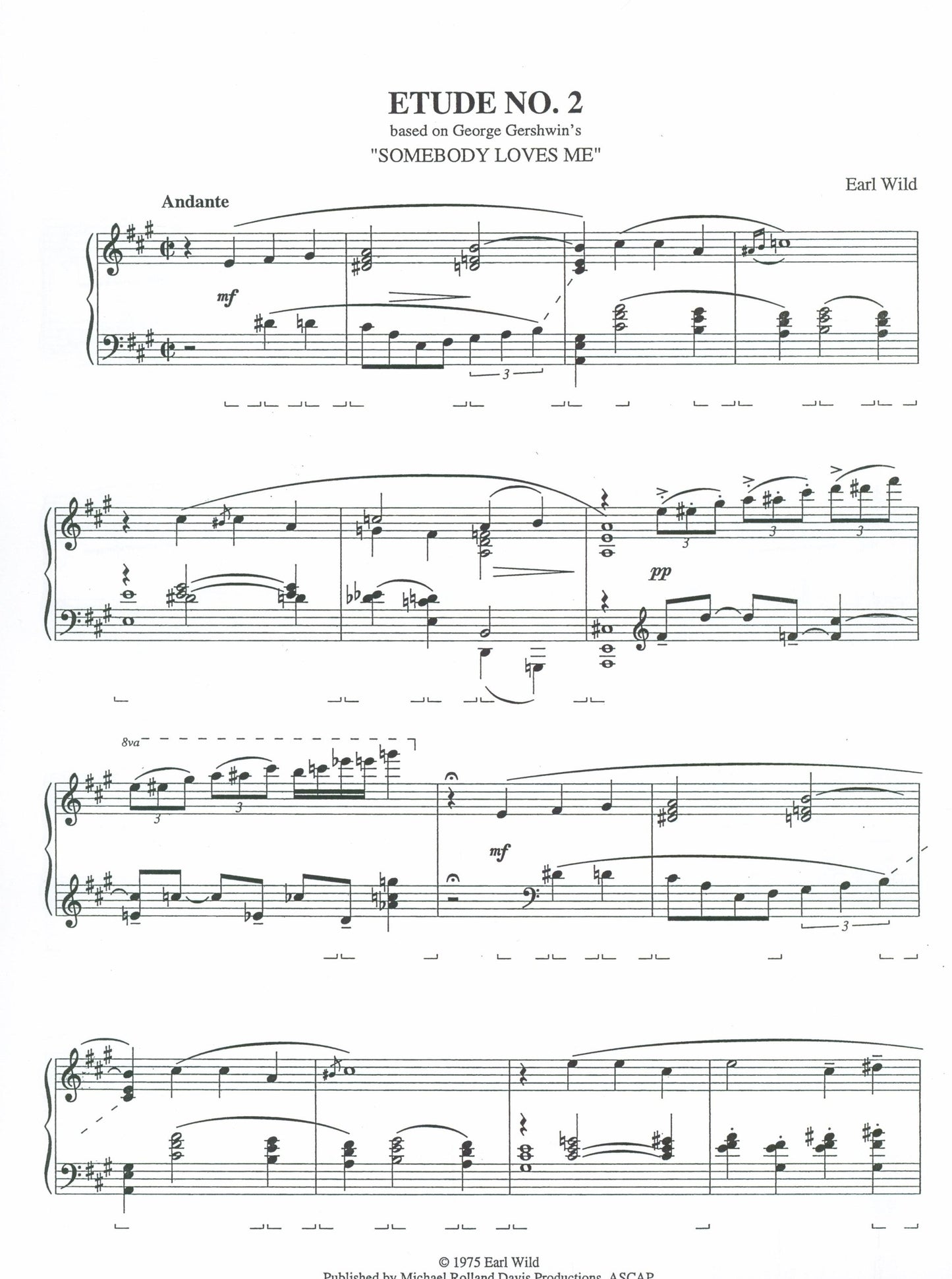 アール・ワイルド:ガーシュインの曲「サムバディ・ラヴズ・ミー」を基にしたヴィルトゥオーソ・エチュード #2