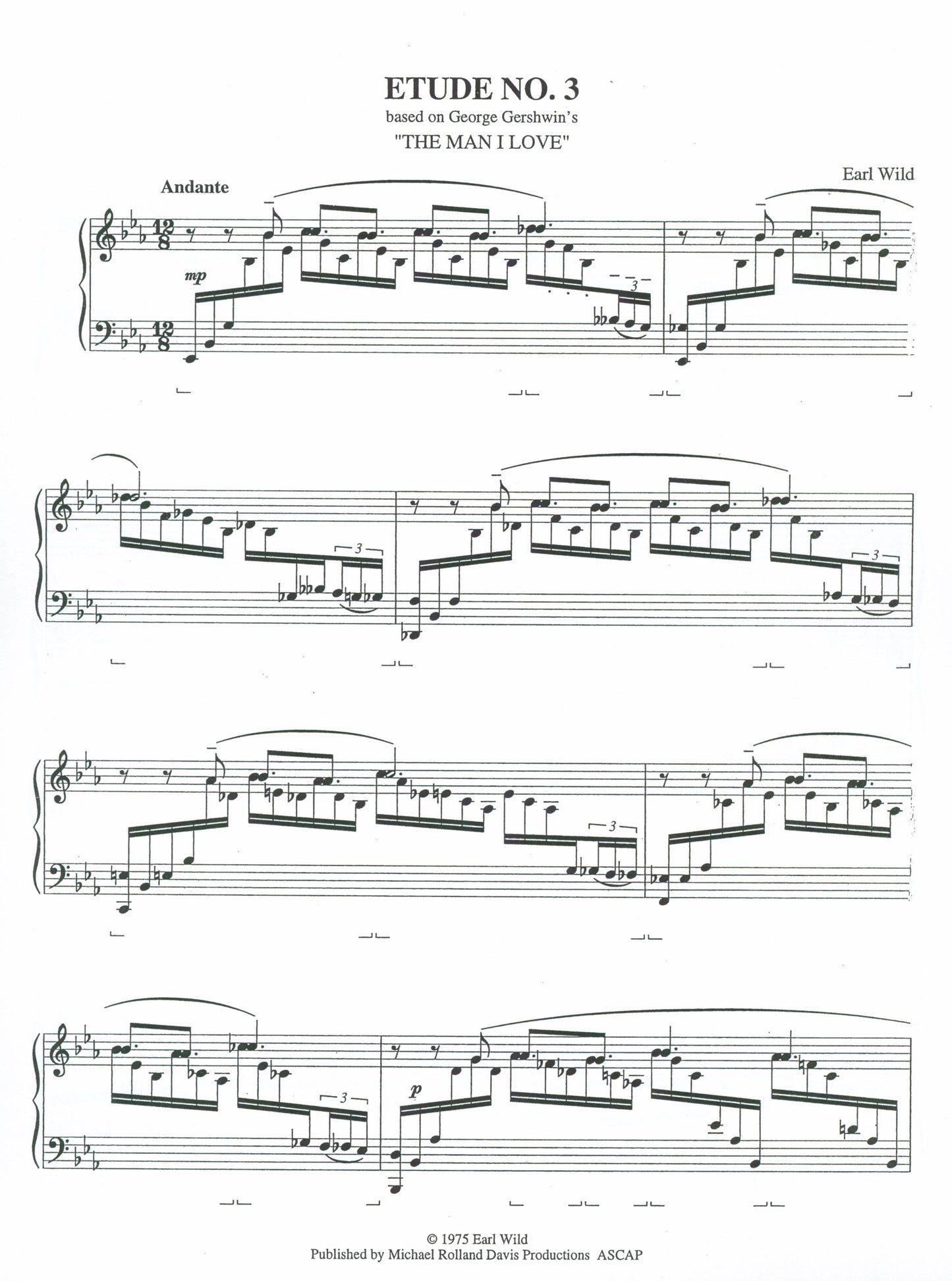 アール・ワイルド:ガーシュインの曲「ザ・マン・アイ・ラヴ」に基づく名曲エチュード #3