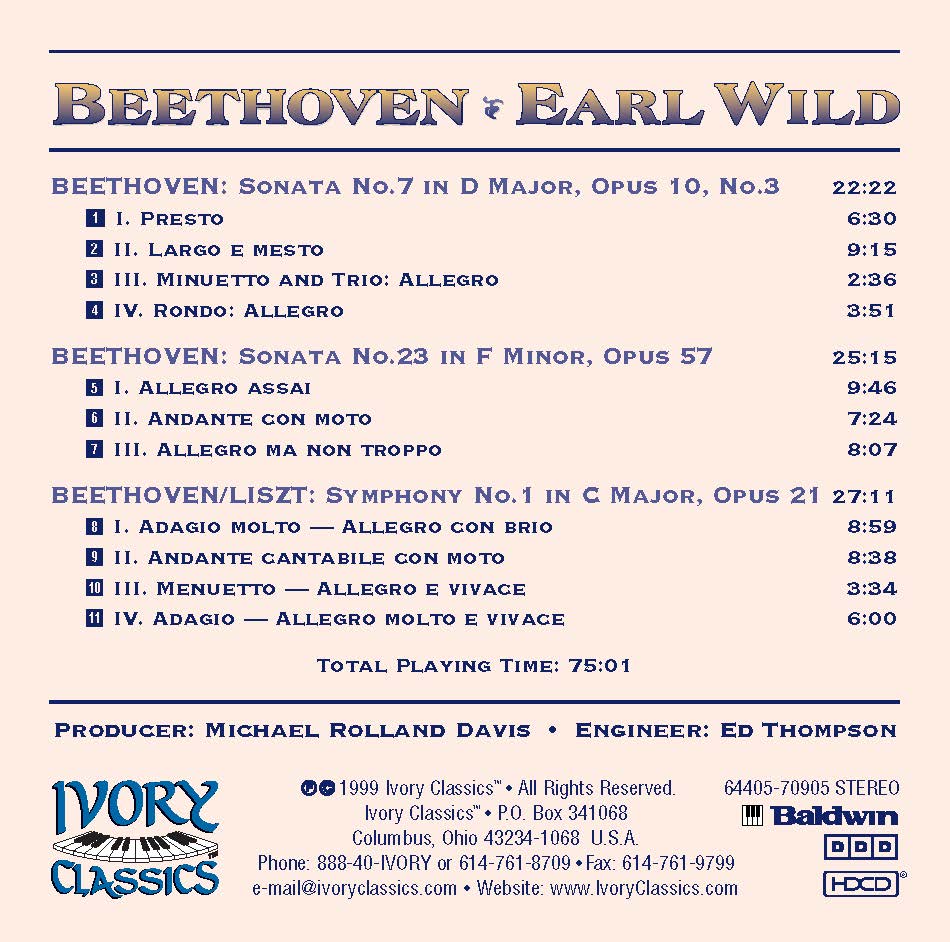 Earl Wild's Beethoven: Sonatas & Liszt Transcription of Symphony No. 1