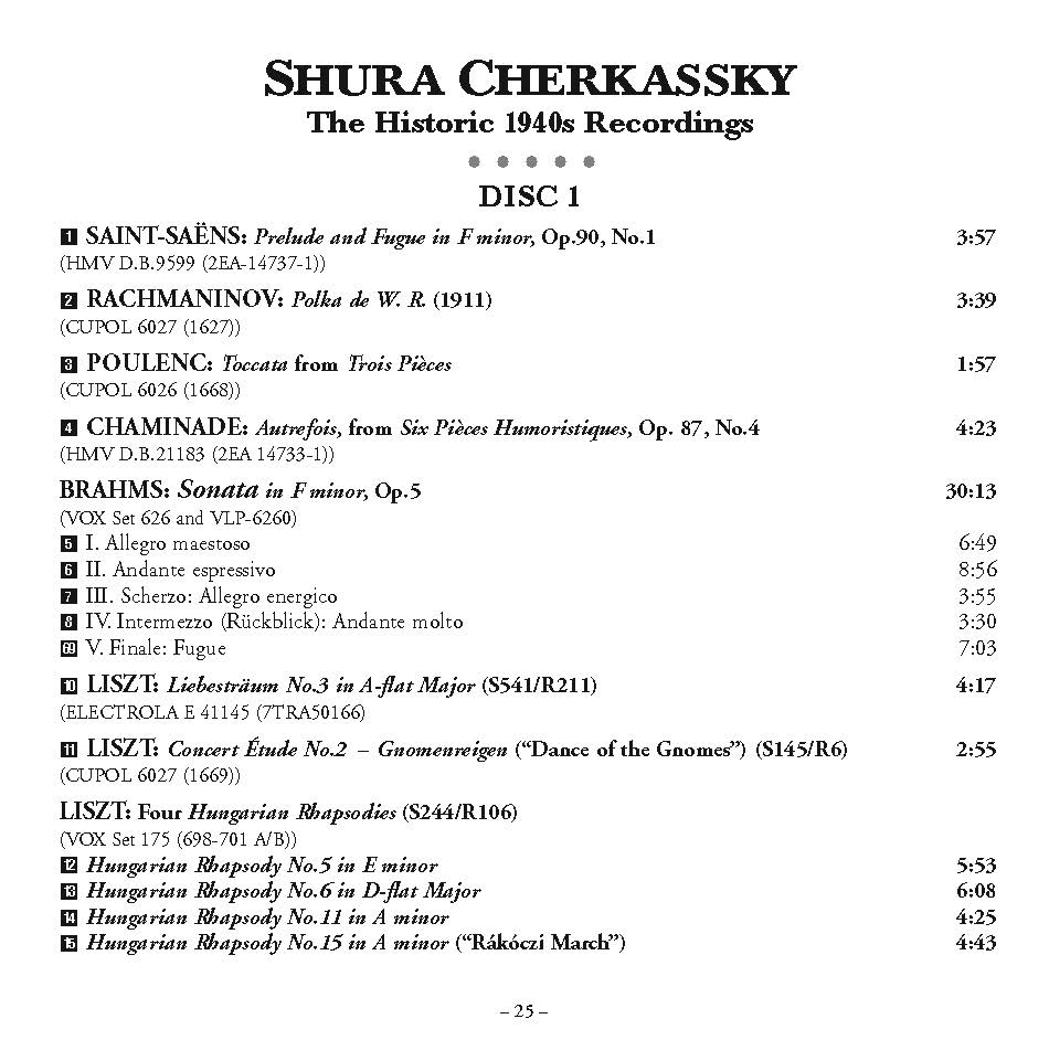 Shura Cherkassky: The Historic 1940s Recordings