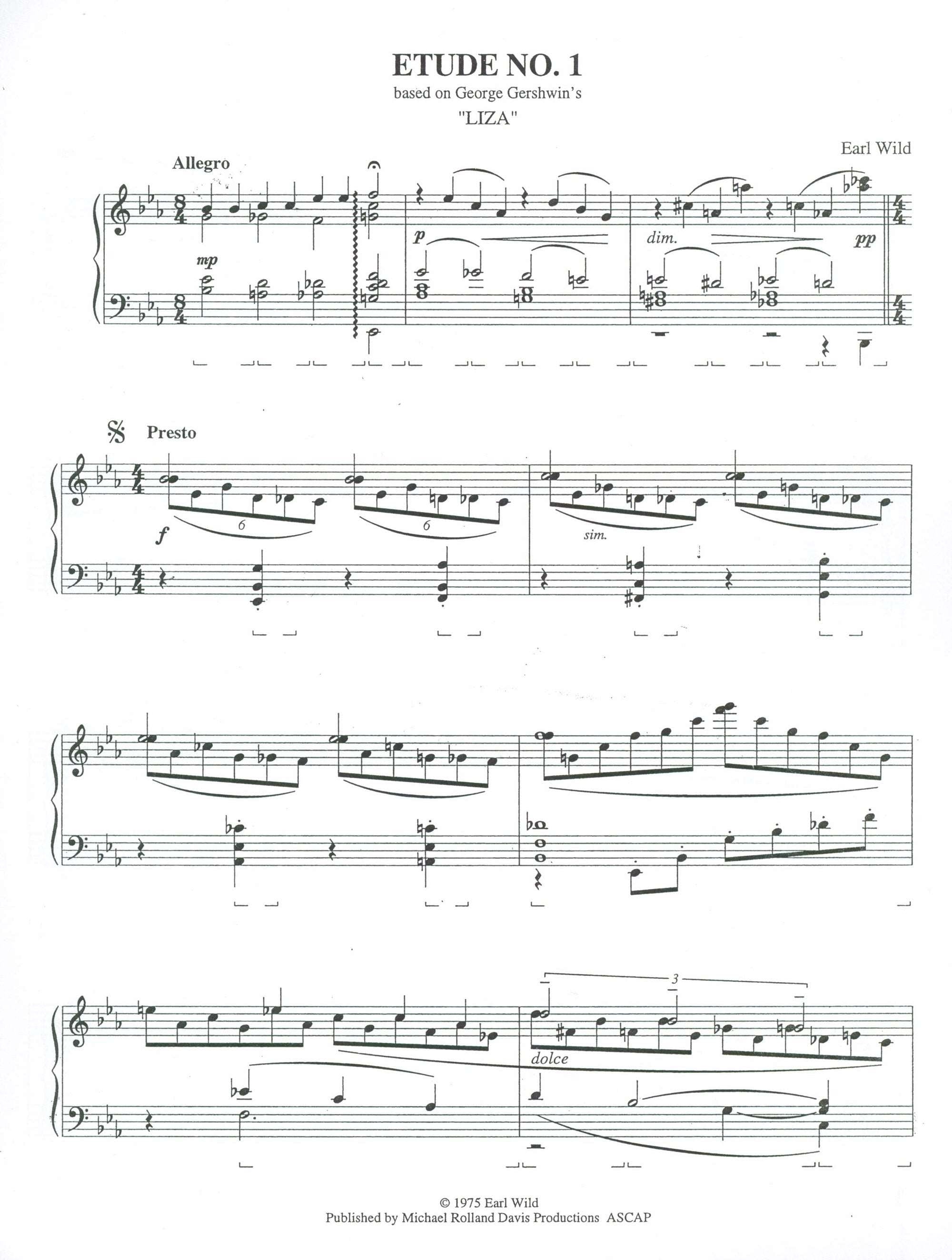 ガーシュインの曲に基づいたワイルド伯爵の7つの名手練習曲
