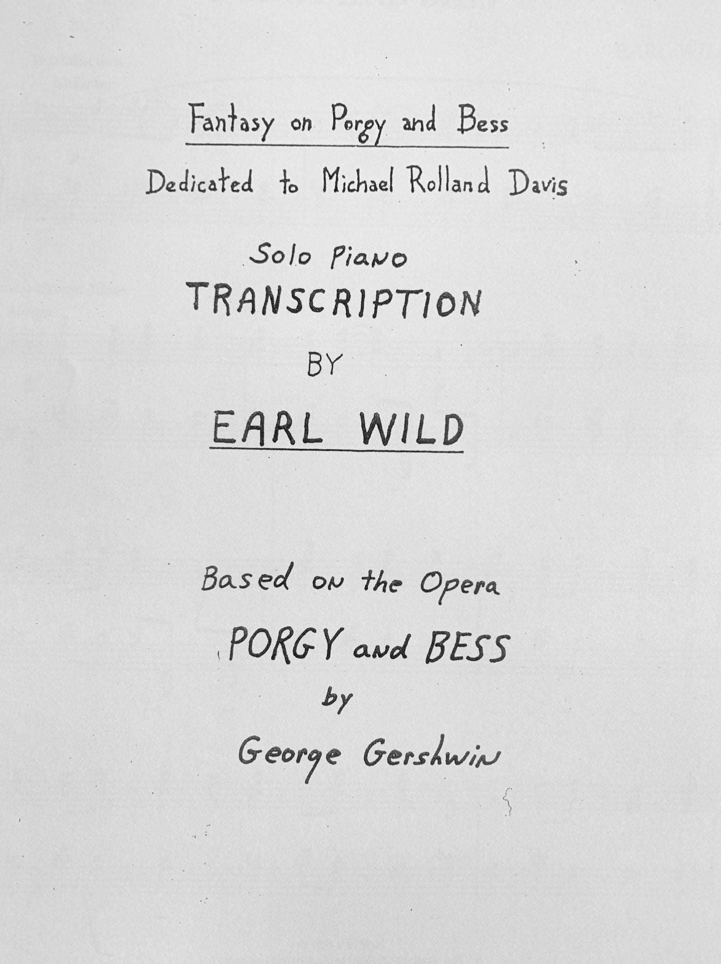 Earl Wild's Grande Fantasy on Gershwin's 'Porgy and Bess'