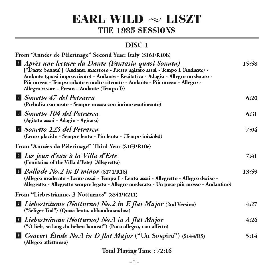 Earl Wild: Liszt - The 1985 Sessions
