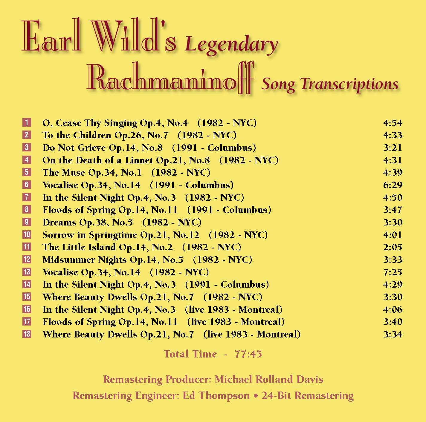 Earl Wild's Legendary Rachmaninoff Song Transcriptions