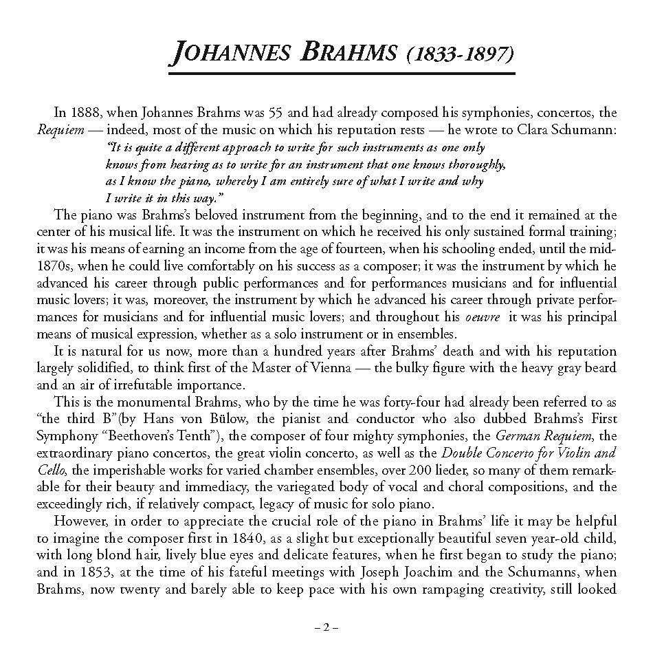 Earl Wild: Johanns Brahms