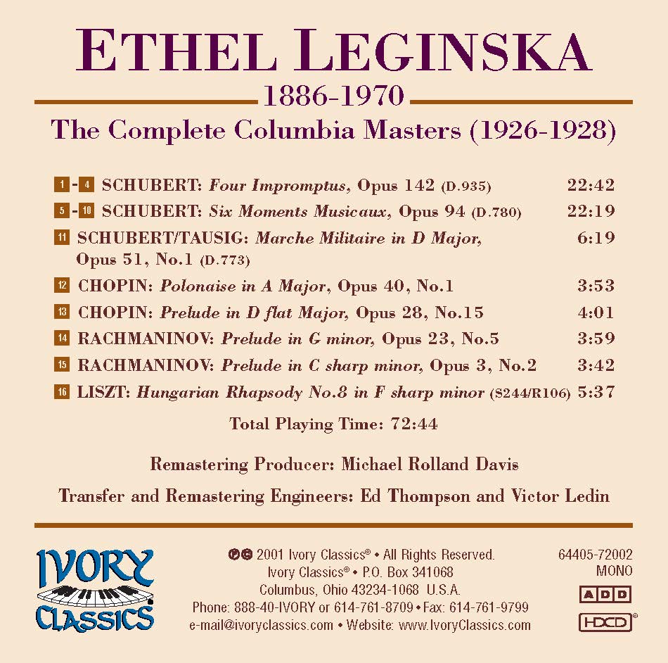 Ethel Leginska: The Complete solo Columbia Masters