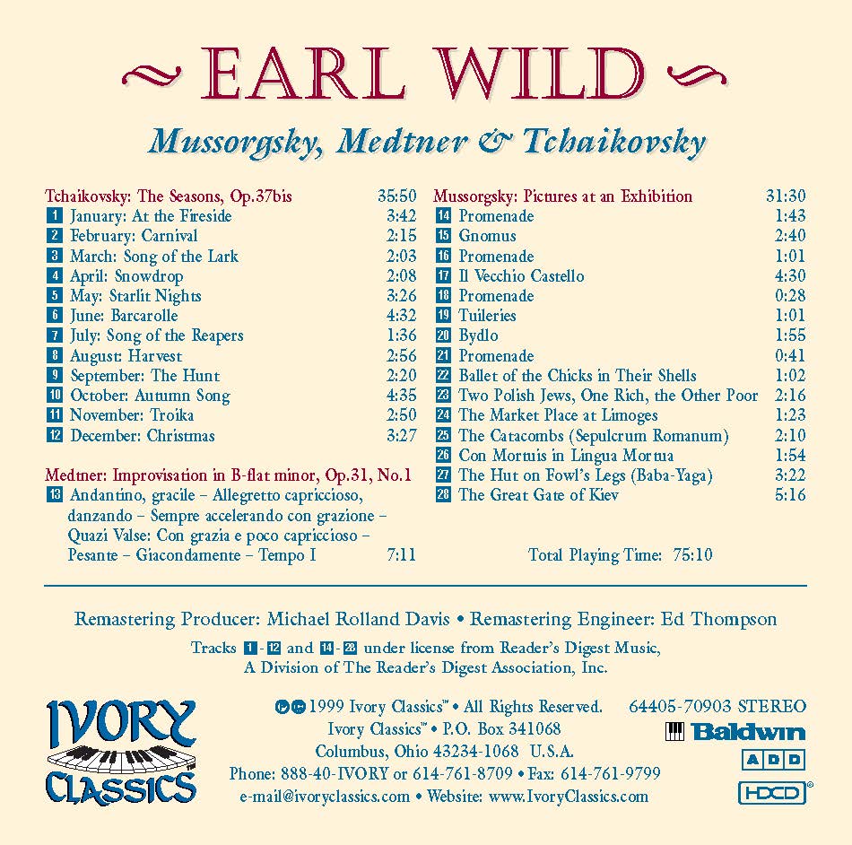 Earl Wild: Mussorgsky, Medtner & Tchaikovsky
